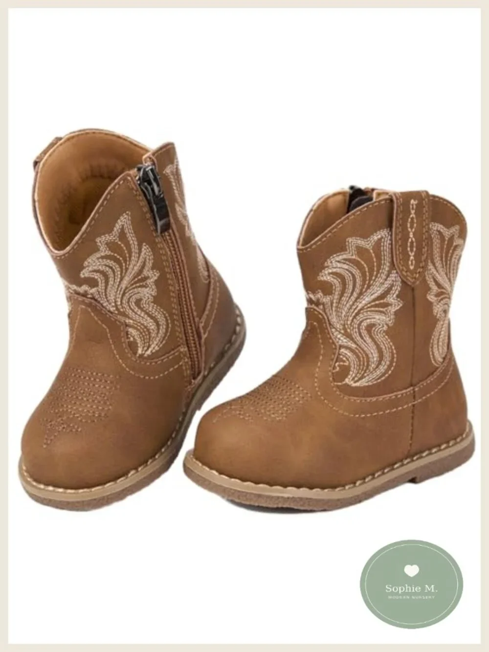 Toddler Cowgirl Boots Round Toe Non-Slip Waterproof Microfiber PU Leather